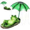 Solar LED Lights Statues Garden Decor Frog Umbrella Waterproof Resin Sculpture Cute Funny Creative
