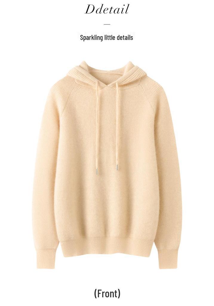 Women's Cashmere Hoodie Knitwear: Autumn & Winter Skin-Friendly Long Sleeve Loose Slimming Sweater