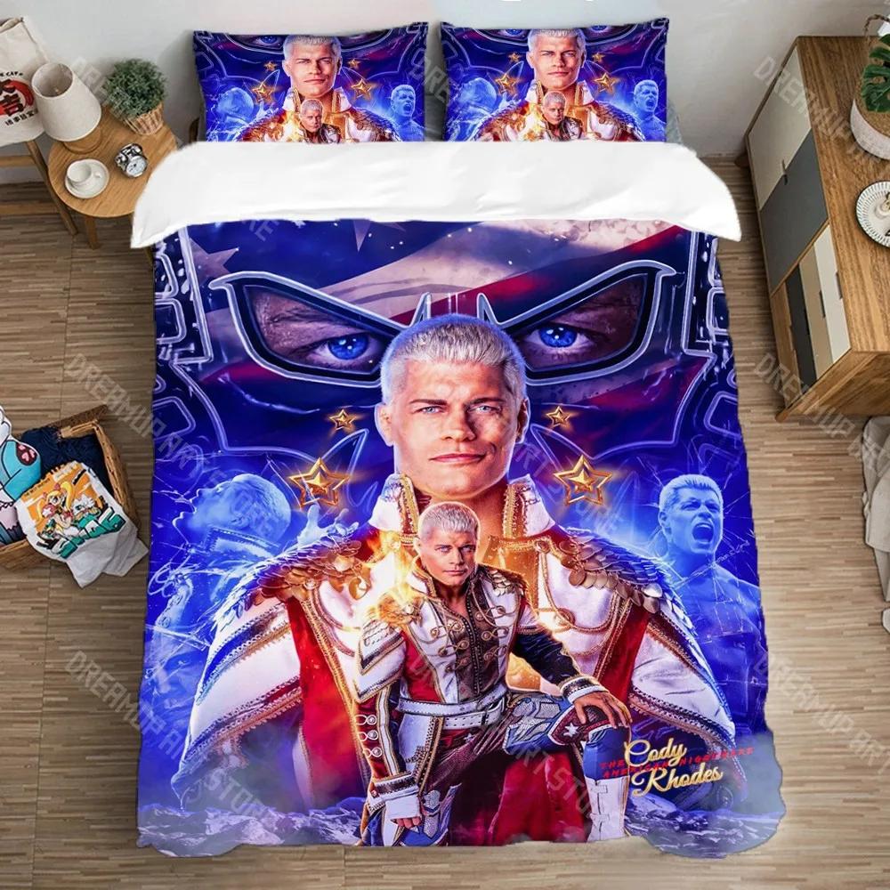 Housse de couette taie d'oreiller parure de lit Cody Rhodes impression 3D Adulte Garçon Fille Chambre Décoration catch Cadeau Enfants AU Single 140x210cm
