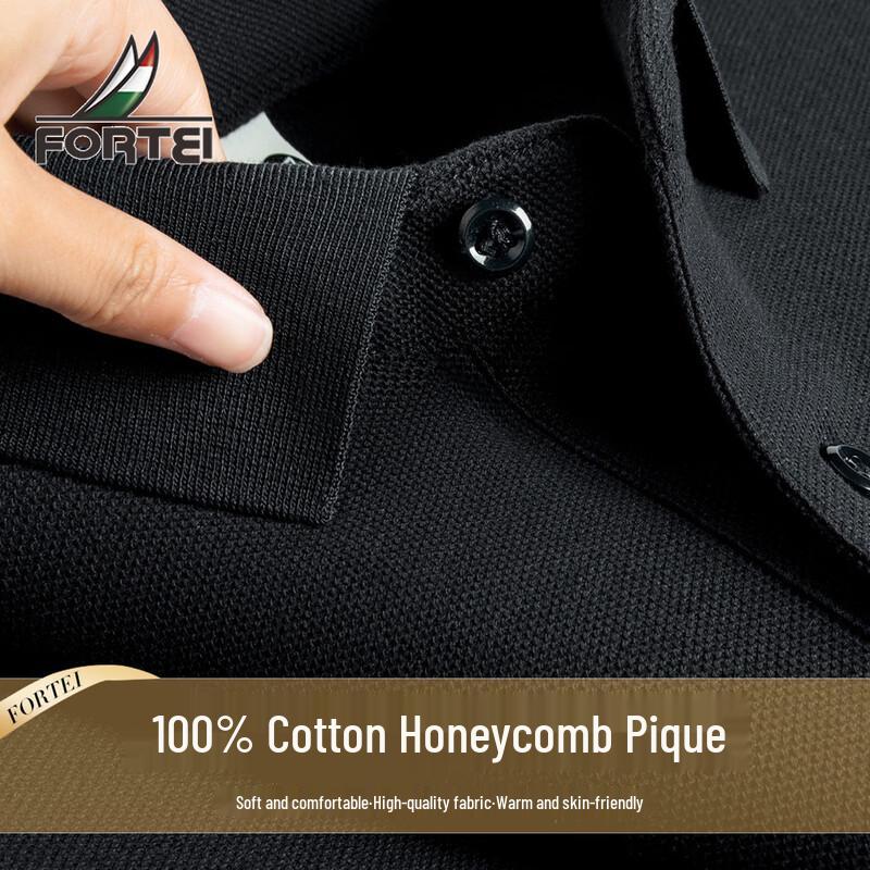 Futing Men s 100% Cotton Honeycomb Pique Long Sleeve Polo Shirt XL