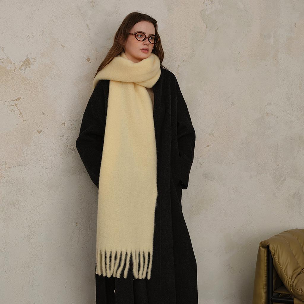 Homemade classic blended solid color fringed scarf women's winter warm atmosphere couple thick shawl scarf