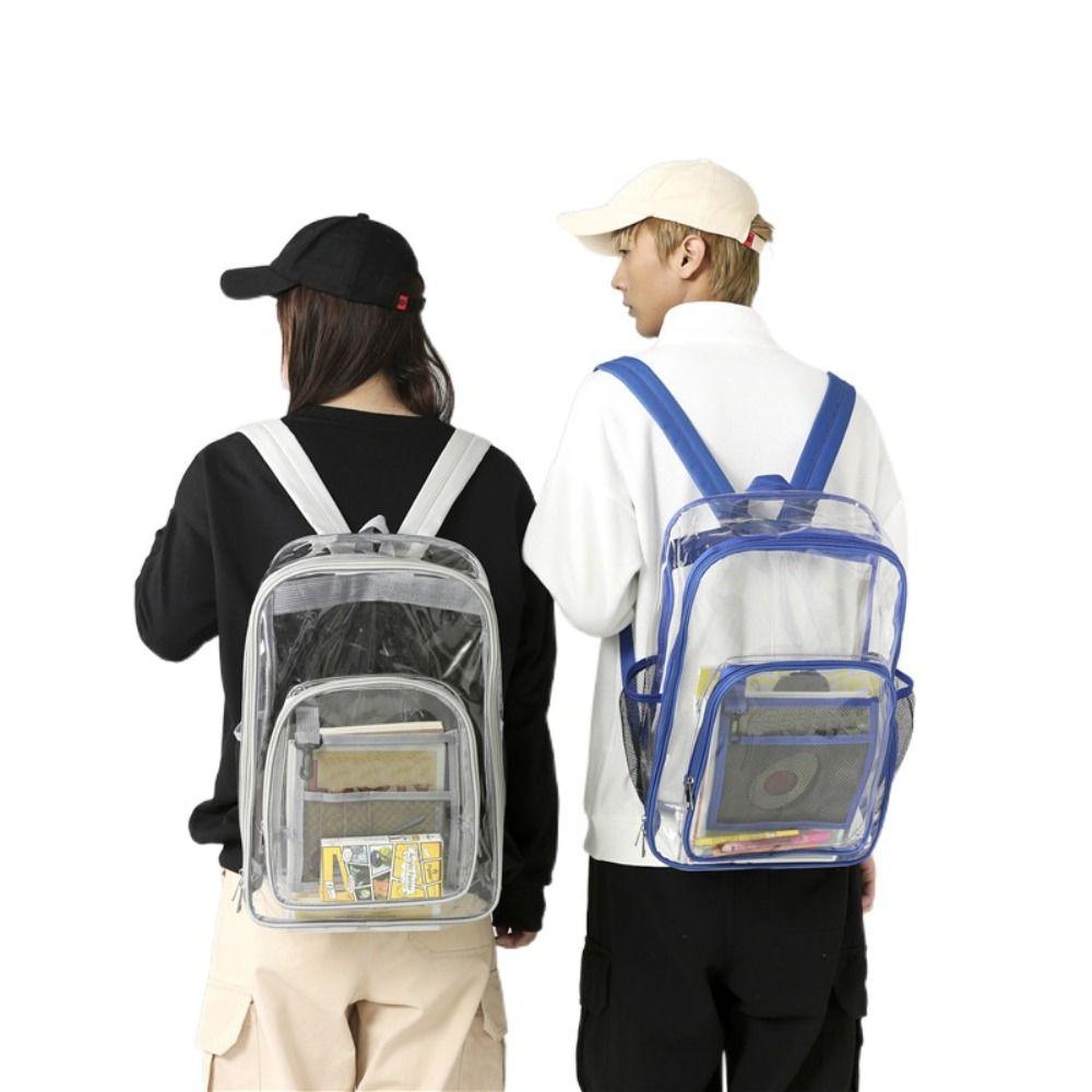 

Waterproof Students School Bag PVC Clear Shoulder Bag Portable Transparent Backpack Travel чёрный