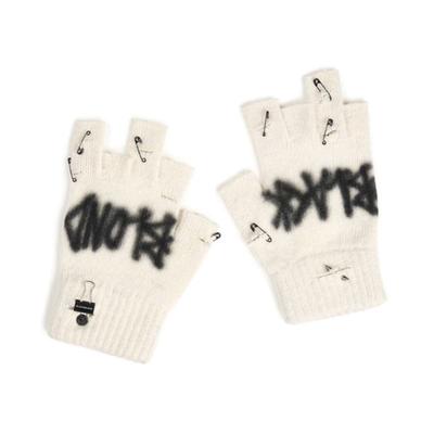 BLACKBLOND BBD Graffiti Logo Ripped Hand Warmer Gloves (Ivory)