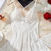 Plus Size Sexy Babydoll Nightdress for Women, V Neck Lace Sheer Mesh Nightgown, Spaghetti Strap Chemise Slip Dress with Thong
