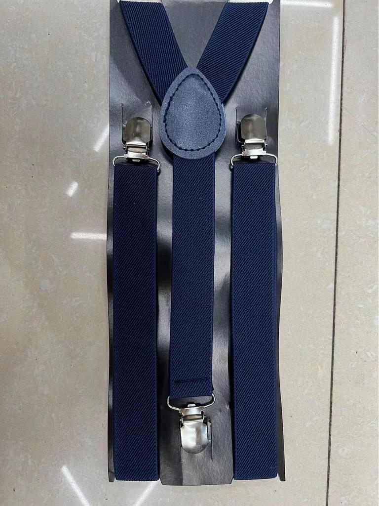 Unisex Black Adjustable Three-Clip High-Elastic Suspenders for Dress Pants