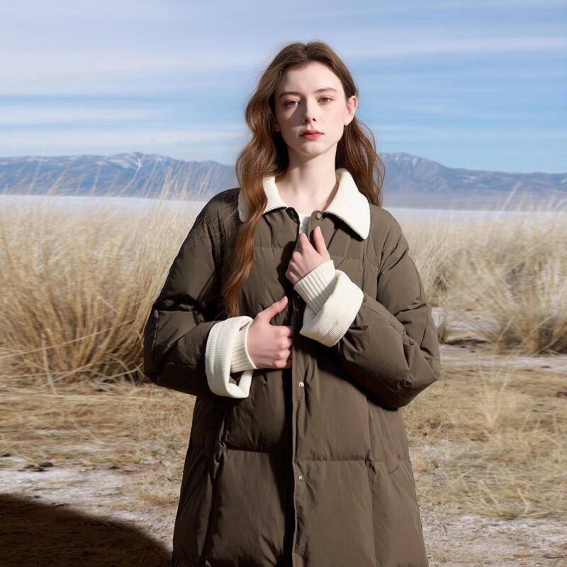 Sancai 2025 Winter Long Loose Lapel Down Jacket