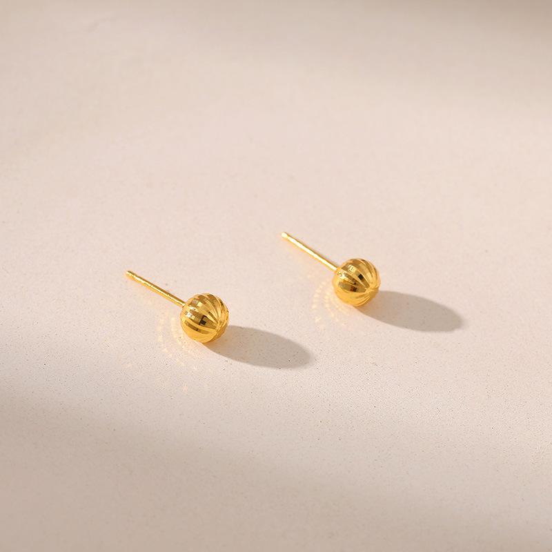 18K Gold-Plated Color-Retaining Geometric Round Earrings for Women Girls Simple Exquisite Metal Texture Earrings Jewelry Gifts