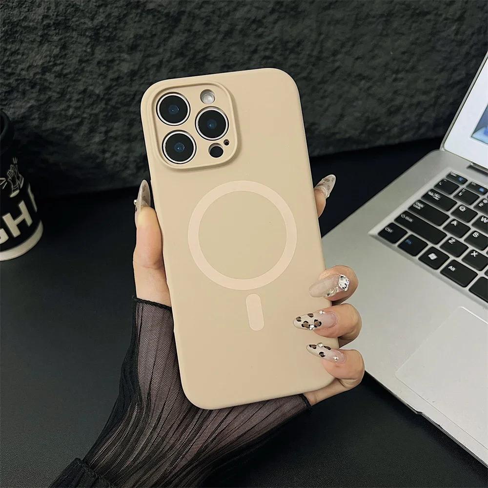 Luxury Magsafe Liquid Silicone Magnetic Phone Case For iPhone 16 Pro Max 15 Plus 14 13 12 Lens Protective Candy Color Back Cover