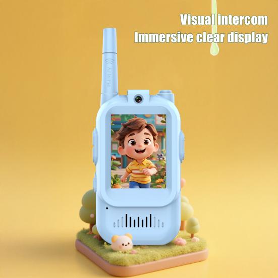 2 Stück Kinder-Video-Sprechanlage mit Live-Video- und Audio-Chat, wiederaufladbare Walkie-Talkies, Outdoor-Kommunikationsgerät für Jungen und Mädchen