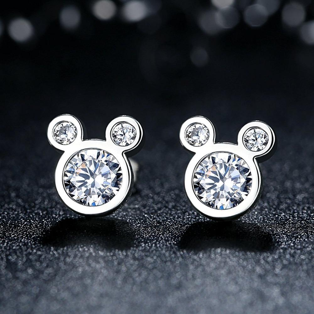 Mouse Shiny Zircon Earrings for Women Fashion European American Jewelry