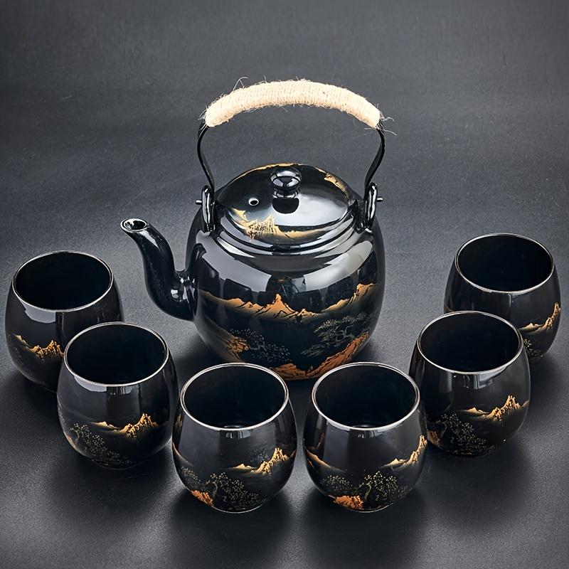 7/8pcs Japanese Ceramic Tea Set with Handles - Large Capacity Teapot and Tea Cups for Summer and Winter Drinks - Perfect Gift for Home and Office Deco