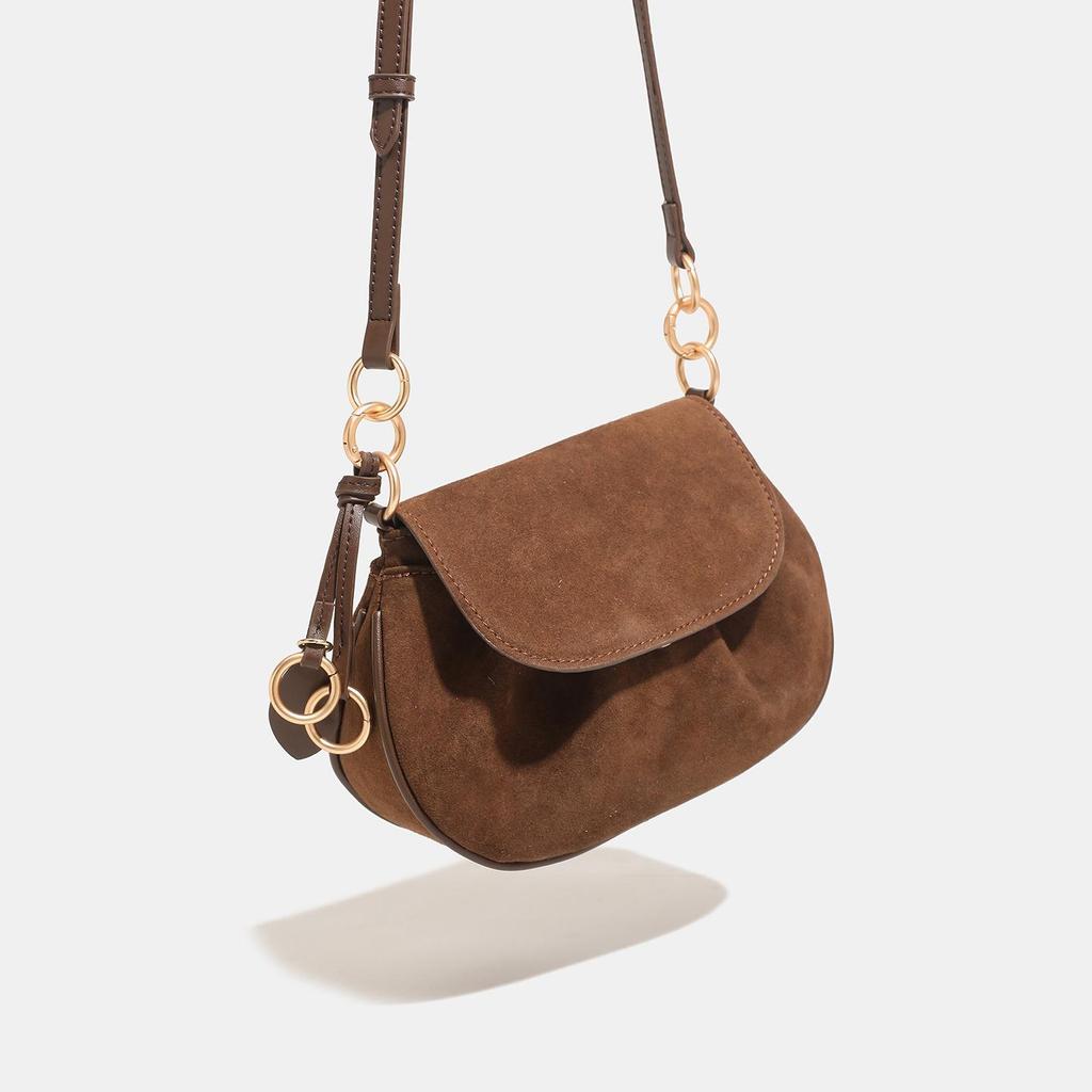 Small Bag, Women's Retro Flip Style Single Shoulder Armpit Bag, High-end Suede Crossbody Pig Bag