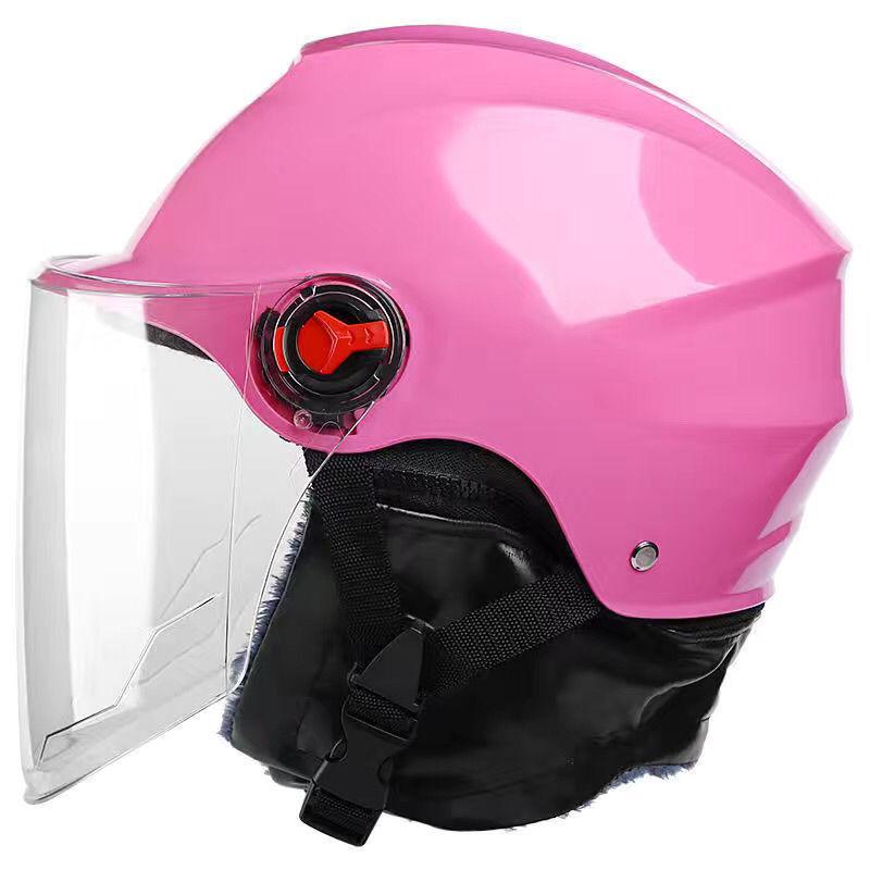Electric Battery Car Helmet for Men and Women In Summer, All Seasons, Universal Anti-fog, Warm Autumn and Winter Half Helmet Cute Cold-proof Hat