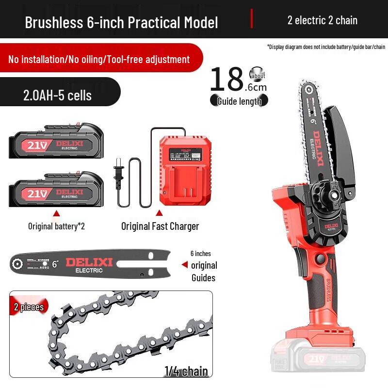 

DELIXI 6-inch Cordless Brushless Mini Chainsaw CN plug (adapter included)