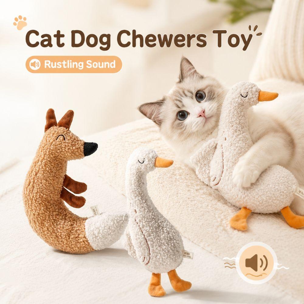 Plush Pet Teething Toy Rustling Sound Cat Interactive Toy Cat Dog Chewers Toy Relieve Boredom