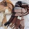 Export original order Gentle purple scarf Women's autumn and winter Korean version Versatile plaid contrasting color imitation cashmere autumn and wi