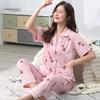 Pure cotton pajamas women's summer short-sleeved trousers two-piece set spring and summer loose casual loungewear can be worn outside