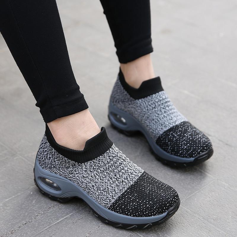 Spring Women Sneakers Shoes Autumn Flat Slip On Platform Tenis For Women Breathable Mesh Sock Sneakers Shoes Zapatos De Mujer