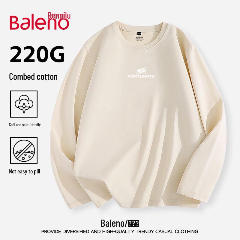 Baleno Herren Langarm-T-Shirt aus reiner Baumwolle, lockere Passform