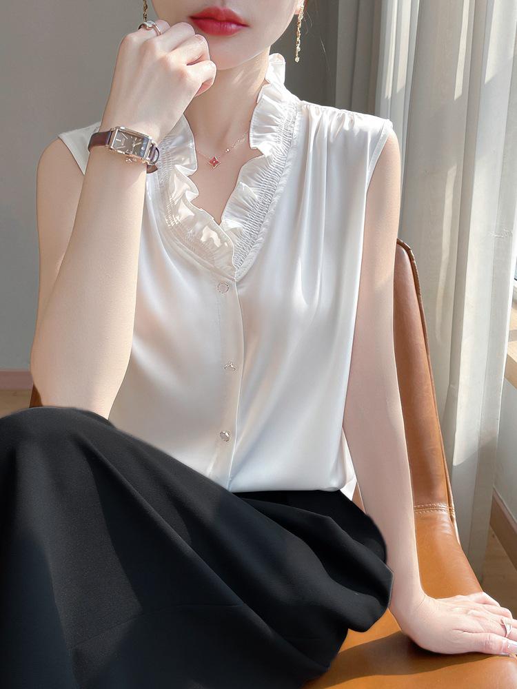 Elegant Women's Frill-Edged Vest Top - Trendy Summer Fashion