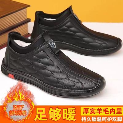 Herenschoenen herfst en winter nieuw leer high-top casual leren schoenen heren ademend en veelzijdig vader autorijden fluweel warme katoenen schoenen