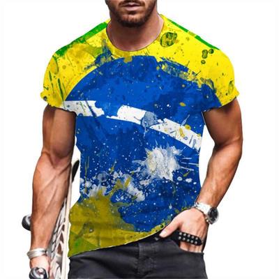 Brazilian Flag Football 3D Printed T-shirt for Men Trendy World Cup Club Round Neck Short Sleeve T Shirts