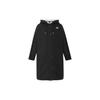Solid Color Hooded Drawstring Logo Print Mid-Length Cotton Coat Women Coats Gray Black FD6684-045