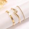 Stainless Steel Gold Plated Bracelet for Women Stackable Cuff Bangles CZ Crystal Unique Design Durable Trendy Jewelry Gift