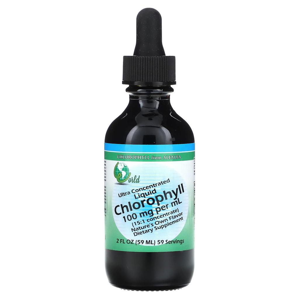 World Organic Highly Concentrated Liquid, Chlorophyll, 100 Mg, 2 Fl Oz (59 Ml)