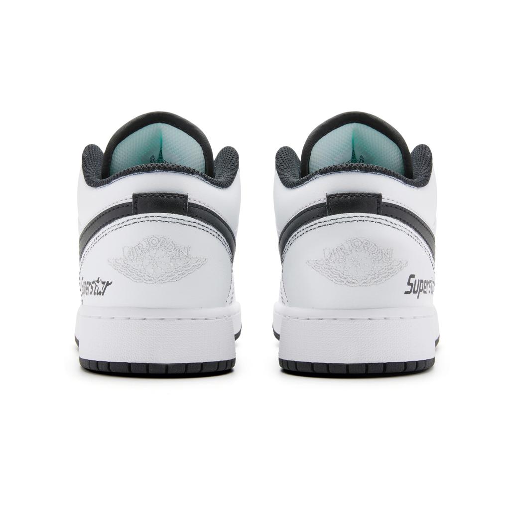 Jordan Air Jordan 1 Low Cushioning Slip Resistant Abrasion Resistant Low Top Vintage Basketball Shoes Men's Black White 553558-132(Team44-)
