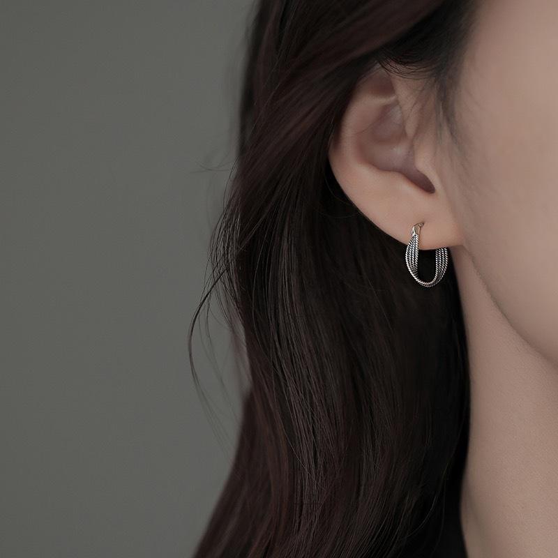 Twist Earrings Women's Style Thai Silver Old Retro Niche Design Simple Temperament Personalized Ear Buckle