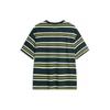 Li-Ning Weekend Youth Simple Versatile Striped Drop Shoulder Round Neck Cotton Short Sleeve T-Shirt Unisex Tops Retro-Green AHSU655-3