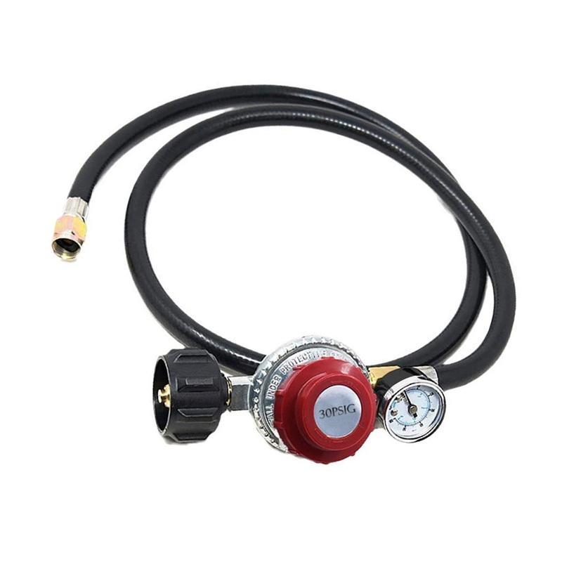 Adjustable 0-30 PSI Propane Regulator Wi 4FT Hose Gauge For Grills For QCC1 For 58in-18 UNF Outlet Connection For Cooking Burner