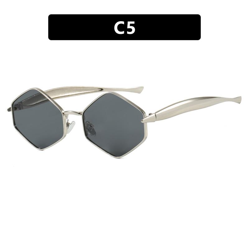 Fashionable Diamond Shaped Irregular Sunglasses Retro Metal Sun Protection High-End Concave Shaped Glasses Uv400 Shades Eyewear