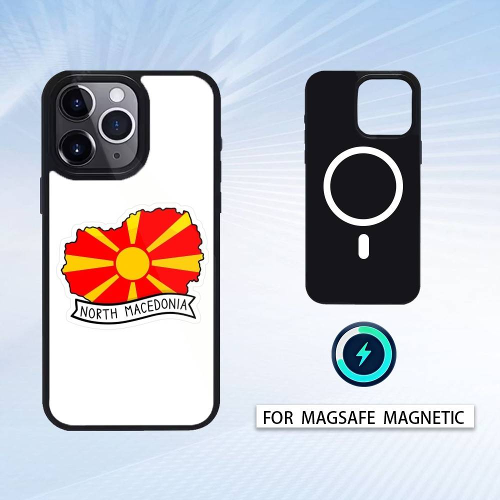 

M-Macedonia Flag Phone Case For iPhone17,16,15,14,13,12,Pro,Max,Magnetic For Magsafe Wireless Charging iPhone17Air