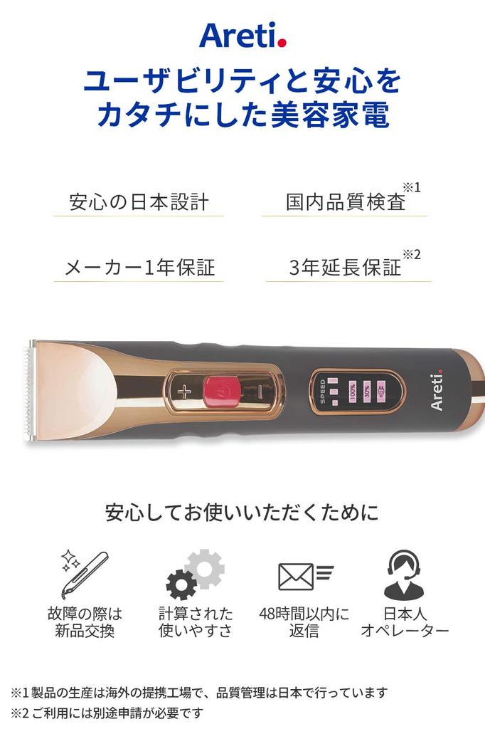 Areti Cordless and Rechargeable Hair for Home and C19331GD Clipper, Compact, Self-Cutting, Use, Men's Kids,