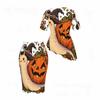 Women Plus Size Round Neck Short Sleeve Cute Bear Pumpkin Printed Asymmetric Top Fitted Skirt Two Piece Set