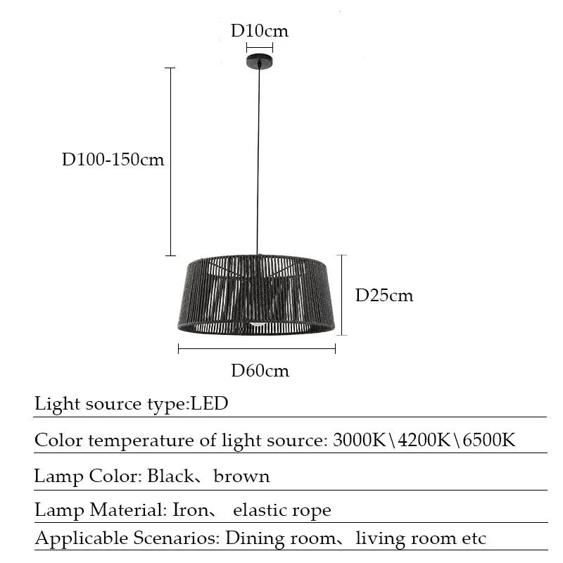 New Chinese style tea room restaurant pendant light tatami study room rope pendant light bar pendant light