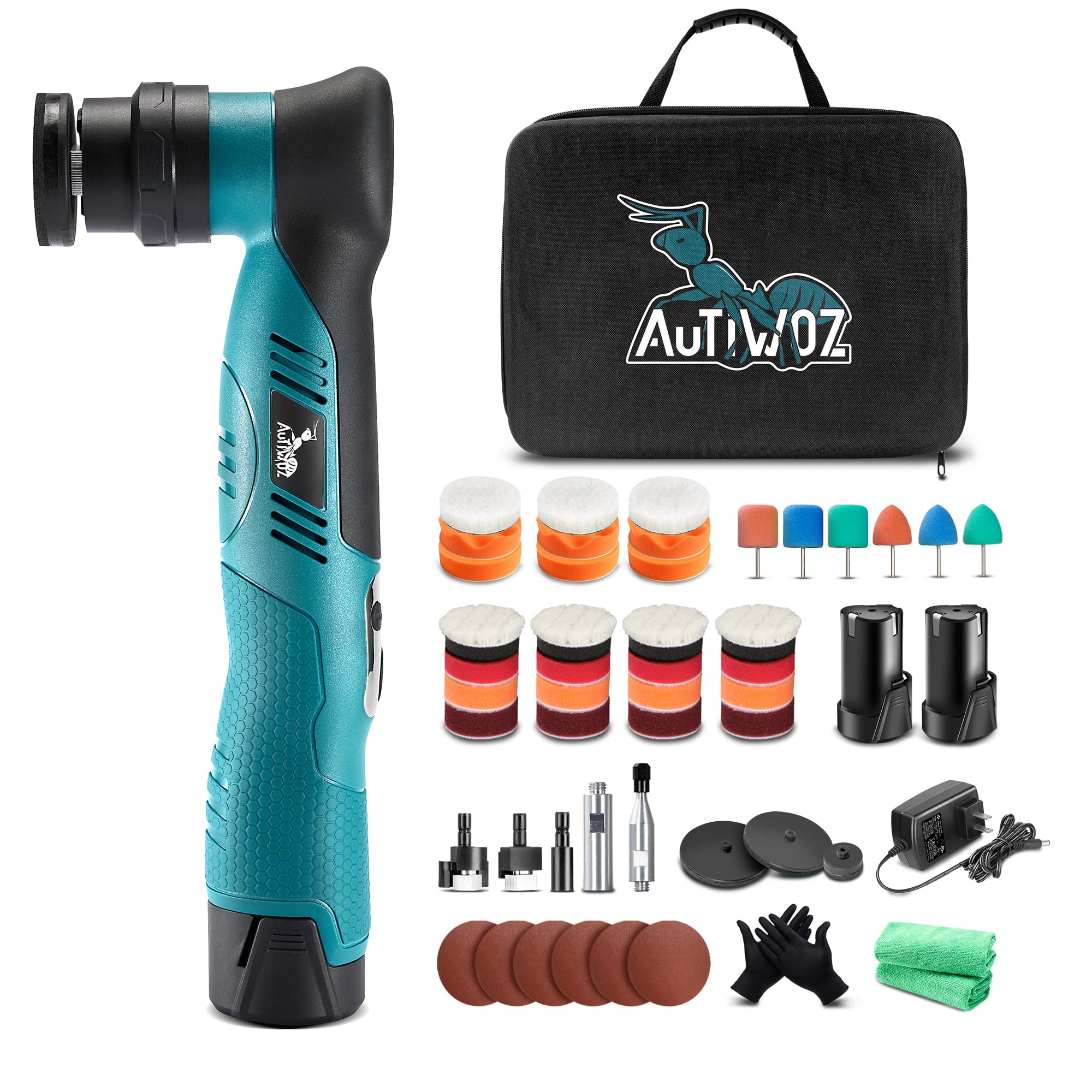 

AUTIWOZ Легкий Мини Беспроводной Дизайн для Мгновенной Точной Полировки для Включает Удлинители 30мм 75мм DA Блоки для фары колеса автомобиля радиус