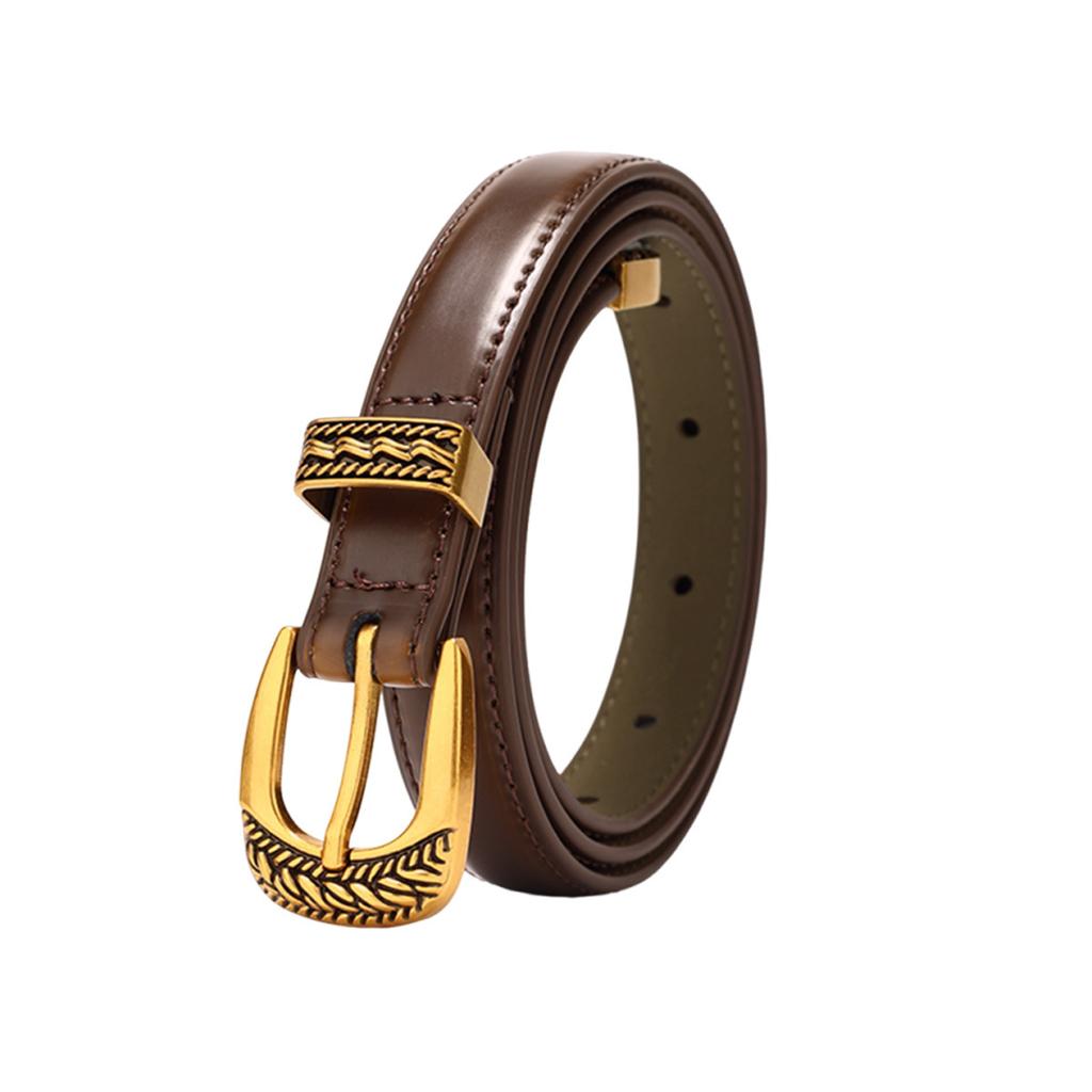 Damski Pasek z Prawdziwej Skóry Gładka Klamra Damski Cienki Pasek Modne Jeansy Spodnie Casual Sukienka Dekoracyjna Spódnica Damska