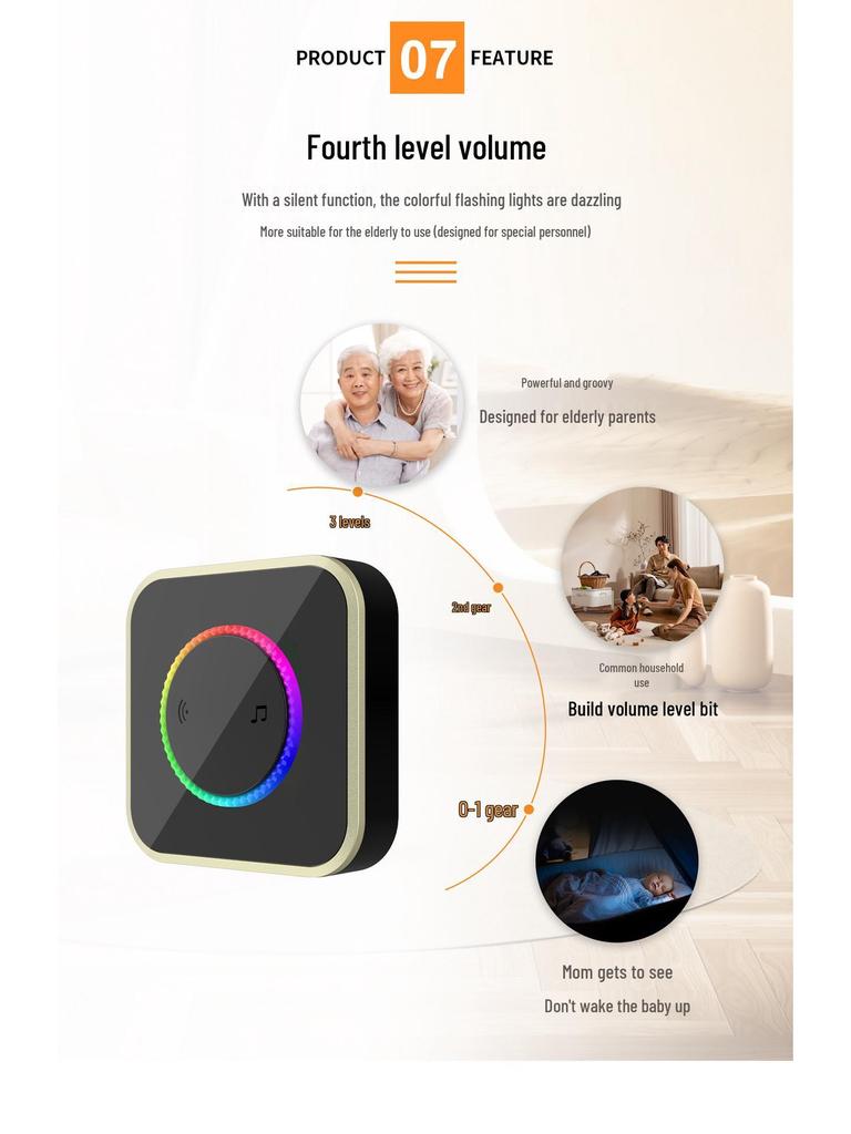 Smart Wireless Doorbell with Long-Range Remote and Flashing Light for Home and Elderly Use