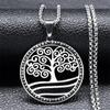Fashion Tree of Life Stainless Steel Necklace Gold Color Crystal Pendant Necklaces Elegant Women Girl Jewelry Gifts N76S01