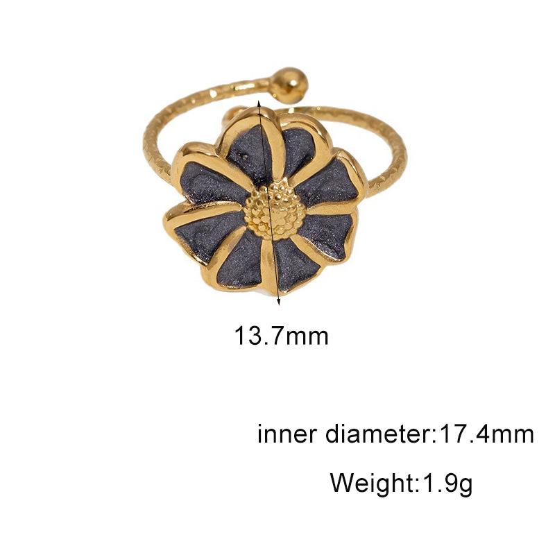 

Vintage Daisy Flower Open Ring 18K Gold Plated Adjustable Band Waterproof Stainless Steel Statement Rings for Women
