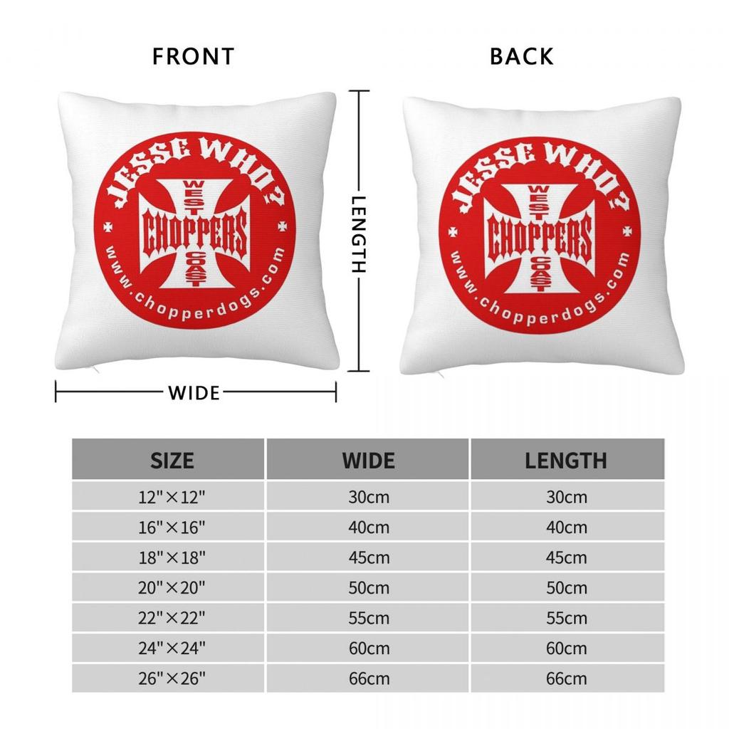 Personalized West Coast Iron Cross Choppers Square Pillowcase Cushion Cover Pillow Case Throw Pillow Cover for Home Sofa