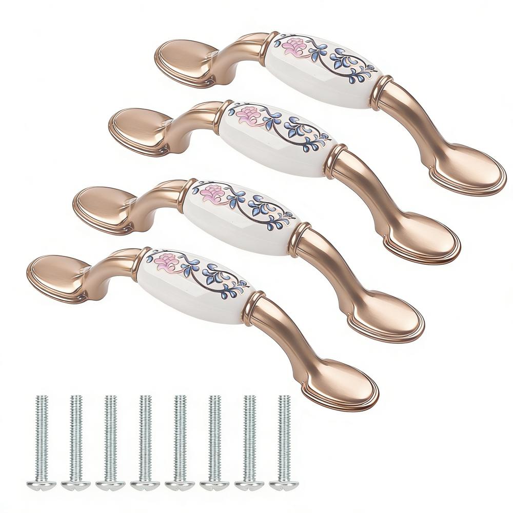 

4 Sets 76mm Hole Pitch Vintage Cabinet Handles Ceramic Furniture Handle Dresser Furniture 4 Sets