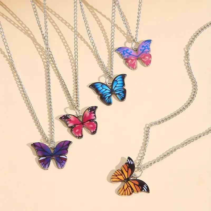 17KM 10 Stück bunter Schmetterlingsanhänger Y2K einfache Modehalskette Urlaub Party Datum Geschenk täglich Schmuck Zubehör