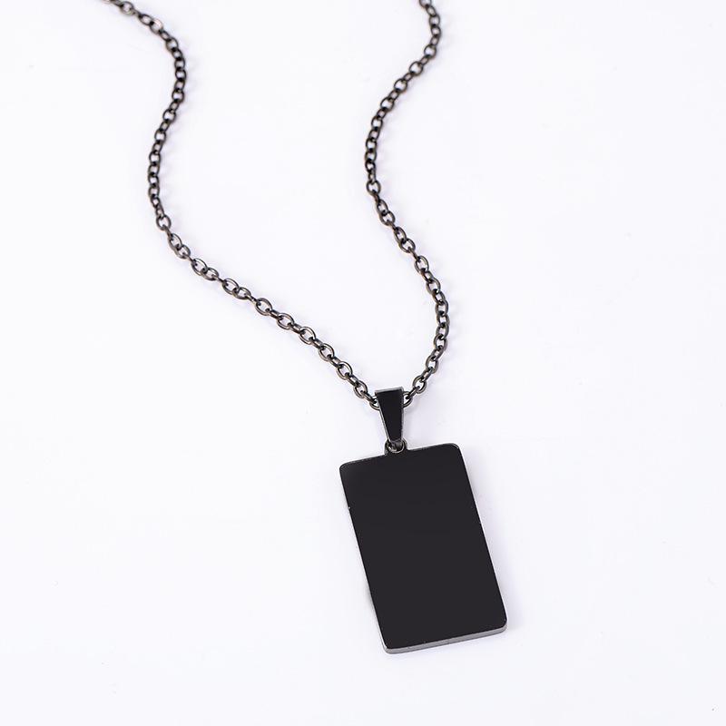 Stainless Steel Rectangular Laser-Engraved Metal Necklace with UV Color Printing