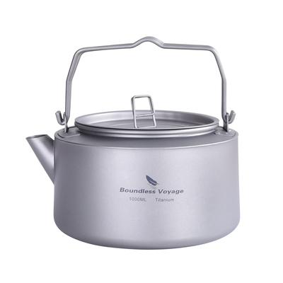 Boundless Voyage Titanium Kjele, 1L, Tekanne, Laget helt av Titan, Egnet for Åpen Ild, Bål og Utendørs Aktiviteter, Perfekt for