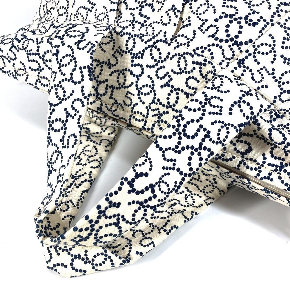 CHANEL Arabesque Bag Tote Bag Hand Bag Canvas White/Dark Navy Based