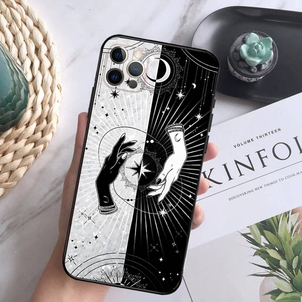 Occult Witchcraft Moon Gothic Witch Phone Case For iPhone 16,15,14,13,12 Mini 11 Pro XR,X,XS,MAX 7,8 Plus Cover Soft Black